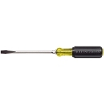 Klein® Cushion-Grip® 602-8 Screwdriver, 3/8 in Slotted Point, Steel Shank, 13.438 in OAL, Rubber Handle, Polished Chrome, ASTM F1505, ANSI/ASME Specified