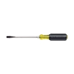 Klein® Cushion-Grip® 602-8 Screwdriver, 3/8 in Slotted Point, Steel Shank, 13.438 in OAL, Rubber Handle, Polished Chrome, ASTM F1505, ANSI/ASME Specified