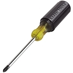 Klein® Cushion-Grip® 603-4 Screwdriver, #2 Phillips® Point, Steel Shank, 8-1/4 in OAL, Acetate Handle, Polished Chrome, ANSI/ASME Specified