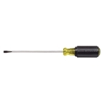 Klein® Cushion-Grip® 605-6 Heavy Duty Screwdriver, 1/4 in Cabinet Point, Steel Shank, 10-11/32 in OAL, Rubber Handle, Polished Chrome, ANSI/ASME Specified