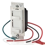 Leviton® Decora® SureSlide® 6674-P0W 3-Way Dimmable Electro-Mechanical Universal Dimmer Switch, 120 V AC, 1 Pole, Standard On/Off Operation, White