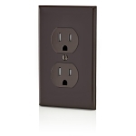 Leviton® T5320 Duplex Grounding Tamper and Weather-Resistant Straight Blade Receptacle, 125 V AC, 15 A, 2 Poles, 3 Wires, Brown