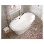 MAAX® 105744-000-001-100 105744 Ella Sleek 2-Piece Bathtub, Oval Shape, 66 in L 36 in W, Center Drain, White, Domestic