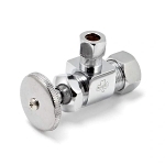 McGuire™ LFHST09 Heavy Angle Stop Valve, 1/2 x 3/8 in Nominal, Compression x Compression Stop End Style, 125 psi Pressure, Brass Body, Chrome