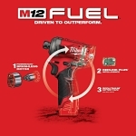 Milwaukee® M12 FUEL™ SURGE™ 2551-20 Cordless Hydraulic Driver, 1/4 in Hex Drive, 3400 bpm, 450 in-lb Torque, 12 V, 5.2 in OAL