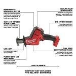 Milwaukee® 2719-20 Cordless Reciprocating Saw, 7/8 in L Stroke, 0 to 3000 spm, Straight Stroke, 18 V DC, 6-1/2 in OAL