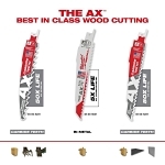 Milwaukee® SAWZALL® AX™ 48-00-5221 Tapered Back Reciprocating Saw Blade, 6 in L, 5 TPI, Carbide Body, Universal/Toothed Edge Tang