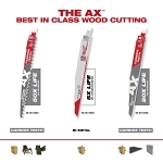 Milwaukee® SAWZALL® AX™ 48-00-5226 Tapered Back Reciprocating Saw Blade, 9 in L, 5 TPI, Carbide Body, Universal/Toothed Edge Tang
