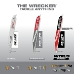 Milwaukee® SAWZALL® The Wrecker™ 48-00-5706 Demolition Straight Back Reciprocating Saw Blade, 9 in L x 1 in W, 8 TPI, Bi-Metal Body, Universal/Toothed Edge Tang