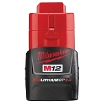 Milwaukee® M12™ REDLITHIUM™ 48-11-2420 Compact Rechargeable Cordless Battery Pack, 2 Ah Li-Ion Battery, 12 V DC Charge, For Use With M12™ Cordless Power Tool