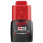 Milwaukee® M12™ REDLITHIUM™ 48-11-2430 Compact Battery Pack, 3 Ah Li-Ion Battery, 12 V DC Charge, For Use With M12™ 12 V Cordless Tools