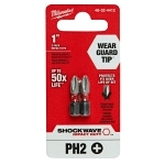 Milwaukee® SHOCKWAVE™ Impact Duty™ 48-32-4412 Impact Insert Bit, #2 Phillips® Point, 1 in OAL, 1/4 in, Alloy Steel