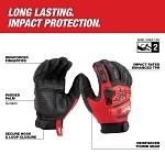 Milwaukee® 48-73-8552 Impact Wrecking Gloves, Work, Reinforced Style, Synthetic Leather Palm, Polyester