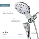 Moen® 220C3EP Verso Standard With Handshower Spray Head, 1.75 gpm Max Flow, 8 Sprays, 7 in Head, 1/2 in Connection, Import