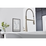 Moen® 5925SRS Sleek™ Pre-Rinse Spring Pulldown Kitchen Faucet, 1.5 gpm Flow Rate, Spot Resist® Stainless Steel, 1 Handles, 1 or 3 Faucet Holes, Function: Traditional, Import