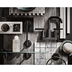 Moen® 6150BL Gibson™ Bathroom Faucet, Matte Black, 2 Handles, Pop-Up Drain, 1.2 gpm Flow Rate