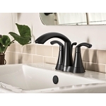 Moen® 6172BL GLYDE™ Centerset Lavatory Faucet With Pop, Matte Black, 2 Handles, Lift Rod Drain, 1.2 gpm Flow Rate