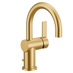 Moen® 6221BG CIA™ Lavatory Faucet, 1.2 gpm Flow Rate, 4-7/8 in H Spout, 1 Handle, Lift Rod Drain, 1/3 Faucet Holes, Brushed Gold
