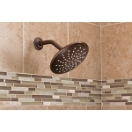Moen® 6345 Rainshower Shower Head With Brass Swivel Ball Assembly, 2 gpm Flow Rate, 1 Spray, Wall Mount, 8 in Head, Import