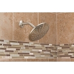 Moen® 6345 Rainshower Shower Head With Brass Swivel Ball Assembly, 2 gpm Flow Rate, 1 Spray, Wall Mount, 8 in Head, Import