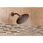 Moen® 6345 Rainshower Shower Head With Brass Swivel Ball Assembly, 2 gpm Flow Rate, 1 Spray, Wall Mount, 8 in Head, Import
