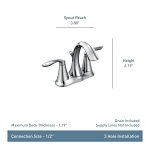 Moen® 6410BN Eva® Centerset Bathroom Faucet, Brushed Nickel, 2 Handles, Metal Pop-Up Drain, 1.5 gpm Flow Rate