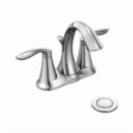 Moen® 66410 Eva® Centerset Bathroom Faucet, Polished Chrome, 2 Handles, 50/50 Pop-Up Drain, 1.5 gpm Flow Rate
