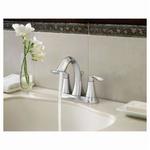 Moen® 66410 Eva® Centerset Bathroom Faucet, Polished Chrome, 2 Handles, 50/50 Pop-Up Drain, 1.5 gpm Flow Rate