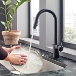 Moen® 7565BL Pull-Down Kitchen Faucet, Align™, 1.5 gpm Flow Rate, Matte Black, 1 Handle, 1 Faucet Hole, Function: Traditional, Import