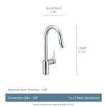 Moen® 7565SRS Align™ Pull-Down Kitchen Faucet, 1.5 gpm Flow Rate, Spot Resist® Stainless Steel, 1 Handles, 1/3 Faucet Holes, Function: Traditional, Import