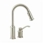 Moen® 7590CSL Aberdeen™ Kitchen Faucet, 1.5 gpm Flow Rate, Classic Stainless Steel, 1 Handles, 2 Faucet Holes, Function: Traditional, Domestic
