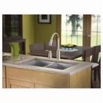 Moen® 7590CSL Aberdeen™ Kitchen Faucet, 1.5 gpm Flow Rate, Classic Stainless Steel, 1 Handles, 2 Faucet Holes, Function: Traditional, Domestic
