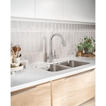 Moen® 7882 7882 Genta™ Pull-Down Kitchen Faucet, 1.5 gpm Flow Rate, Chrome, 1 Handles, 1 Faucet Holes, Function: Traditional, Domestic