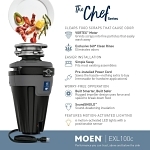Moen® EXL100C EX Series Continuous Feed Lighted Garbage Disposal With Universal Xpress Mount™, 1-1/2 in Drain, 1 hp, 115 VAC, 2800 rpm Grinding, Import