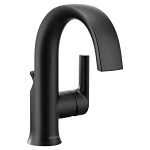 Moen® S6910BL S6910 Doux™ Bathroom Faucet, Commercial, 1.2 gpm Flow Rate, 4-1/2 in H Spout, 1 Handles, Lift Rod Drain, 1 Faucet Holes, Matte Black, Function: Traditional