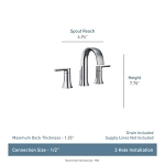 Moen® TS6925BL TS6925 Doux™ Bathroom Faucet, Commercial, 1.2 gpm Flow Rate, 4-1/2 in H Spout, 8 in Center, Matte Black, 2 Handles, Lift Rod Drain, Domestic