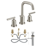 Moen® TV6142BN Gibson™ High Arc Bathroom Faucet, 1.2 gpm Flow Rate, 6 in H Spout, 8 to 16 in Center, Brushed Nickel, 2 Handles, Pop-Up Drain, Domestic