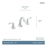 Moen® TV6420ORB Eva High Arc Bathroom Faucet, 1.2 gpm Flow Rate, 6 in H Spout, 8 to 16 in Center, Oil Rubbed Bronze, 2 Handles, Lift Rod Drain, Domestic