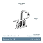 Moen® 6150BN Bathroom Faucet, Gibson™, Brushed Nickel, 2 Handles, Pop-Up Drain, 1.2 gpm