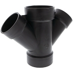 NIBCO® I266000 5834 DWV Reducing Double Wye, 4 x 4 x 3 x 3 in Nominal, Hub End Style, ABS, Domestic