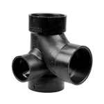 NIBCO® I500440 5872 DWV Sanitary Tee With 90 deg Right Inlet Hub, 3 x 3 x 2 x 2 in Nominal, Hub End Style, ABS, Domestic