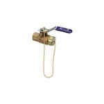 NIBCO® NL95806 T-585-70-HC 2-Piece Quarter-Turn Ball Valve With Cap and Chain, 1/2 x 3/4 in Nominal, NPT x Hose End Style, Bronze Body, Full Port, PTFE/Rubber/RPTFE Softgoods, Domestic