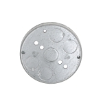 Raco Ceiling Pan, 4" x 1/2", 6 Cu Inch, Gray, Stel, Round, (5) 2-1/2" Knockout, Lighting Fixture