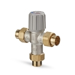 Resideo Braukmann AM102-US-1LF/U AM-1 Adjustable Thermostatic Mixing Valve, 1 in Nominal, C Union End Style, 150 psi Pressure, 0.5 gpm Flow, Brass Body, Import