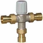 Resideo Braukmann AM102-US-1LF/U AM-1 Adjustable Thermostatic Mixing Valve, 1 in Nominal, C Union End Style, 150 psi Pressure, 0.5 gpm Flow, Brass Body, Import