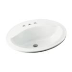 Sterling® 442004-0 Self-Rimming Bathroom Sink With Overflow, Sanibel®, Oval Shape, 4 in Faucet Hole Spacing, 20 in L x 17 in W x 8 in H, Drop-In Mount, Vitreous China, White