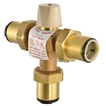 WATTS® 0559164 LFMMV Thermostatic Mixing Valve, 1/2 in Nominal, Union Quick-Connect End Style, 150 psi Pressure, 0.5 to 20 gpm Flow, Cast Copper Silicon Alloy Body