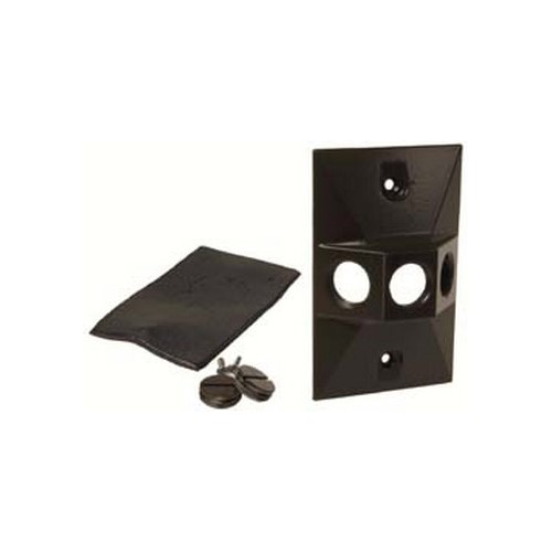 Bell Outdoor Weatherproof Cluster Cover, 2.844" x 1.063" x 4.594", 1/2" Hole, Bronze, Rugged Die-Cast Aluminum, 1-Gang, 3-Hole, Rectangle
