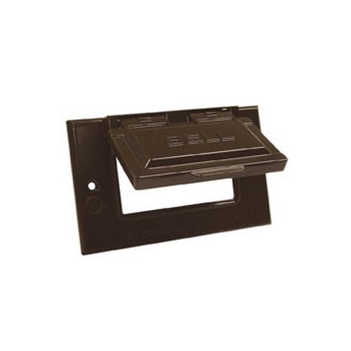 Bell Outdoor Weatherproof Device Cover, 4.563" x 0.75" x 2.813", 1-Gang, 1-GFCI Opening, Bronze, Powder Coated, Rugged Die-Cast Aluminum, Device Mount, Horizontal Position, Flip/Snap, Self-Closing