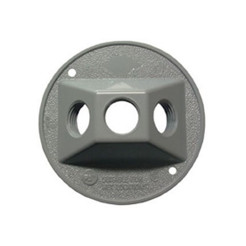 Bell Outdoor Weatherproof Cluster Cover, 4" Diameter, (3) 1/2" Diameter Opening, Gray, Powder Coated, Rugged Die-Cast Aluminum, Round